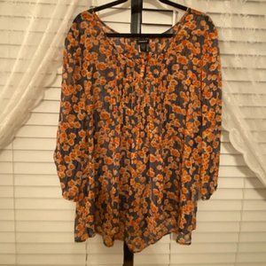 Torrid 3 Blue/Red Floral Blouse